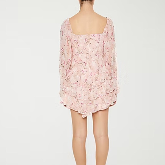 Forever 21 NWT Drop Waist Womens Long Sleeve Floral Fit + Flare Dress Juniors S - Picture 3 of 7